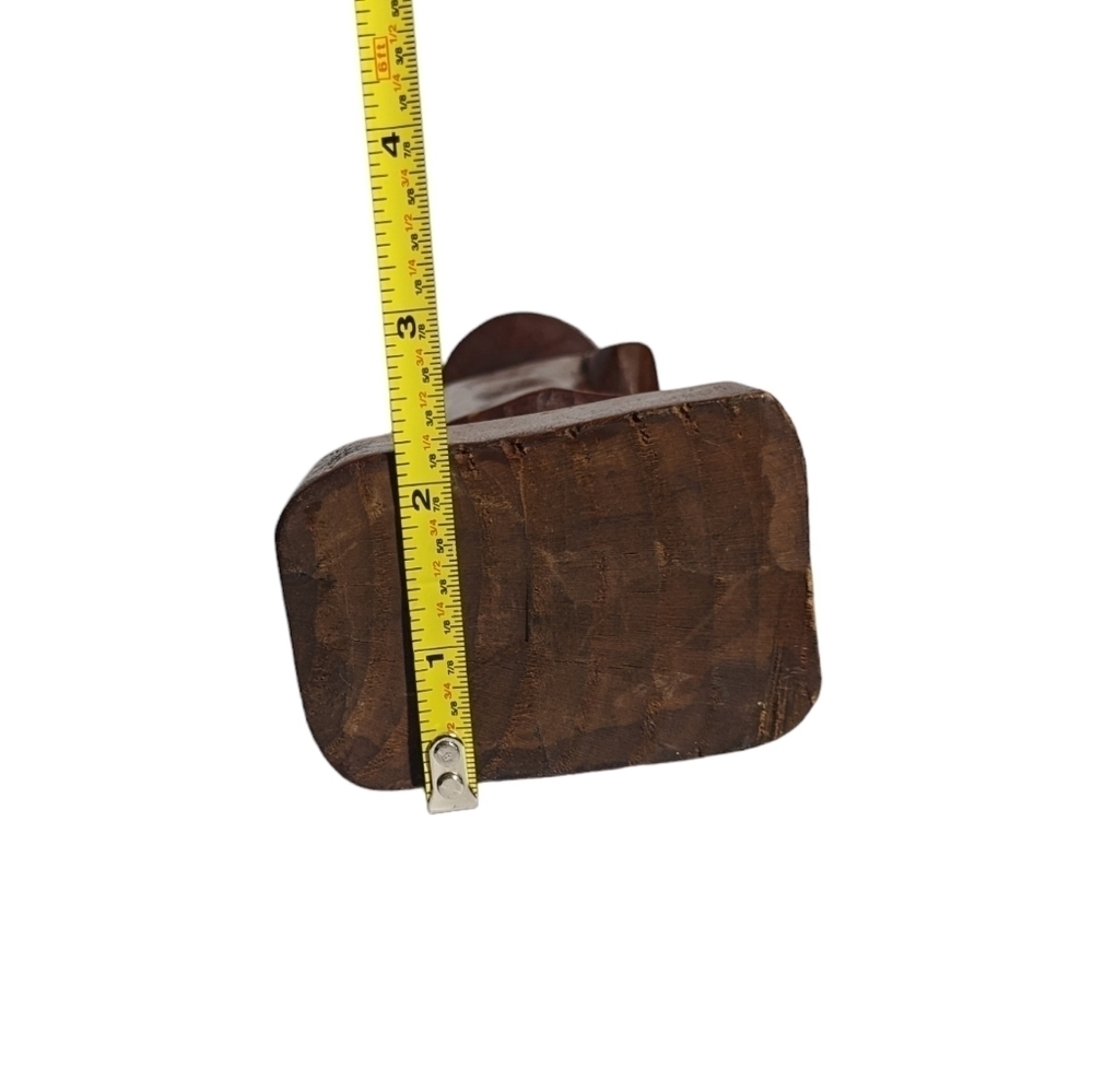 Oriental Hand Carved Wood Vintage Incense Holder Old Man Fashioned Hat Retro - Picture 9 of 9